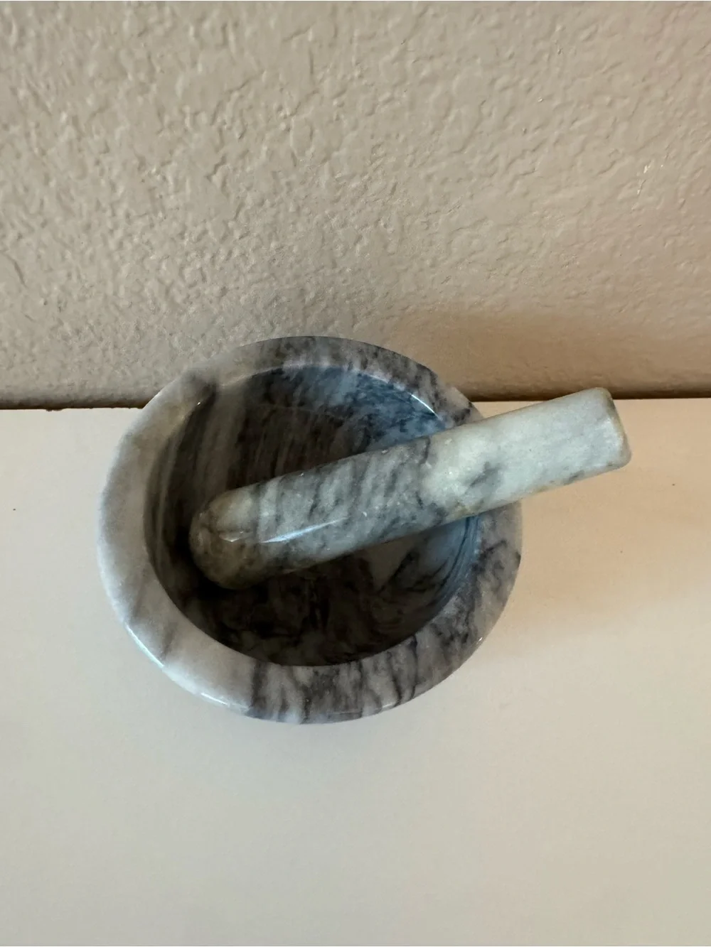 Marble Mortar and Pestle - Gray and White Marble Finish